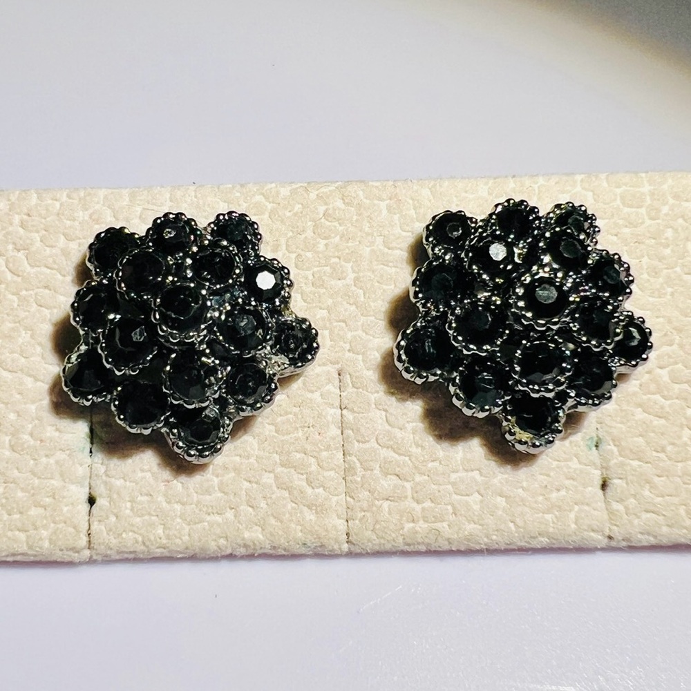 Black CZ Stud Earrings.